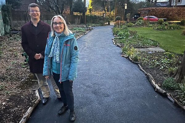 Cllrs Will Frass and Jane Brophy with the new path